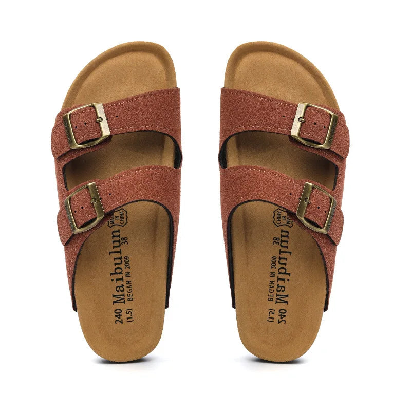 Maibulun Suede Sandal - Brown Red